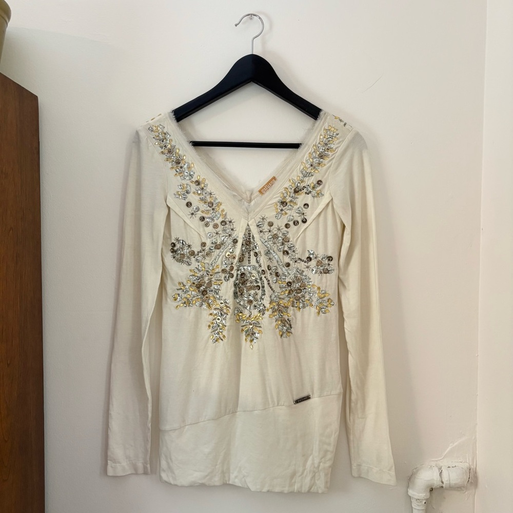 Galliano Beaded Longsleeve Top